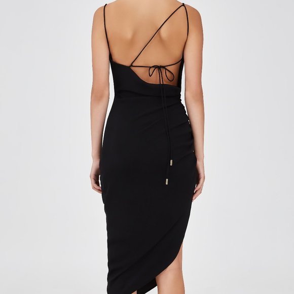 NWT C/MEO Collective Asymmetrical Black Midi Dress - Picture 1 of 2